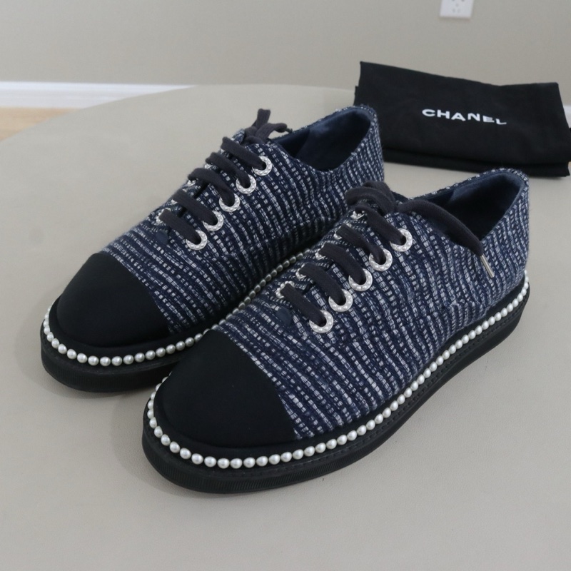 Chanel/香奈兒經典珍珠休閒鞋，38碼 98新-1