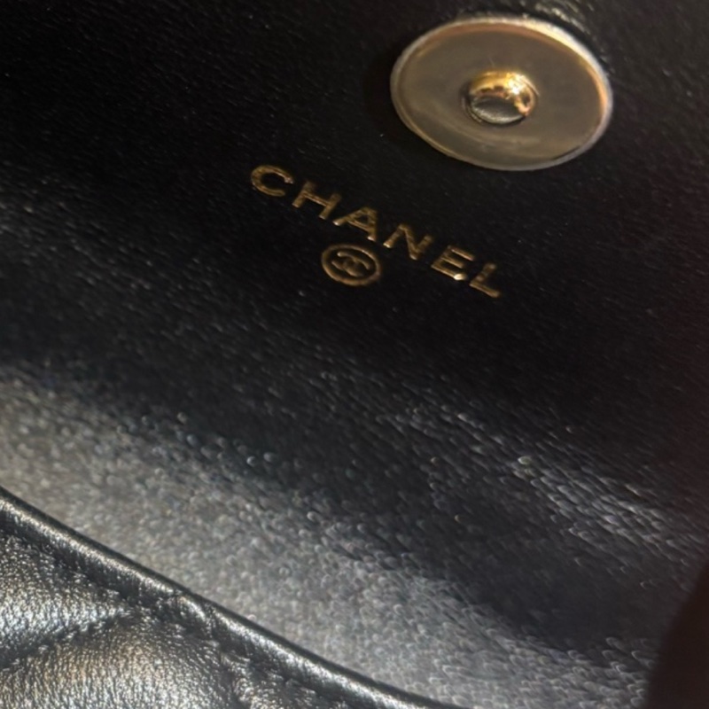 Chanel 珍珠皮穿鏈手柄斜背零錢包-4