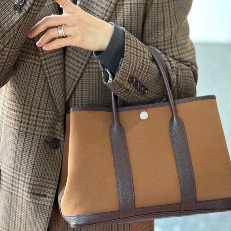 Hermes愛馬仕 GardenParty Gp30 帆布拼皮花園包-3