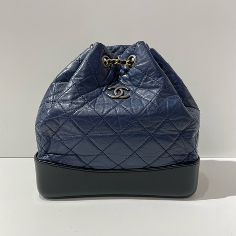 CHANEL香奈兒流浪雙肩包 海軍藍黑底 24開 23*10.5*22.5