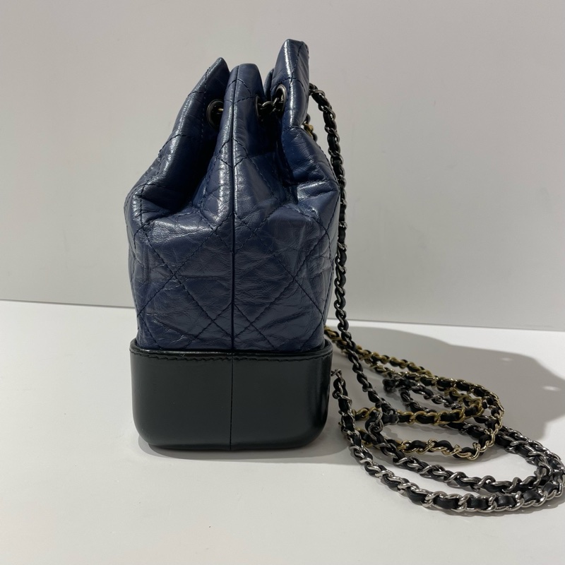 CHANEL香奈兒流浪雙肩包 海軍藍黑底 24開 23*10.5*22.5-3