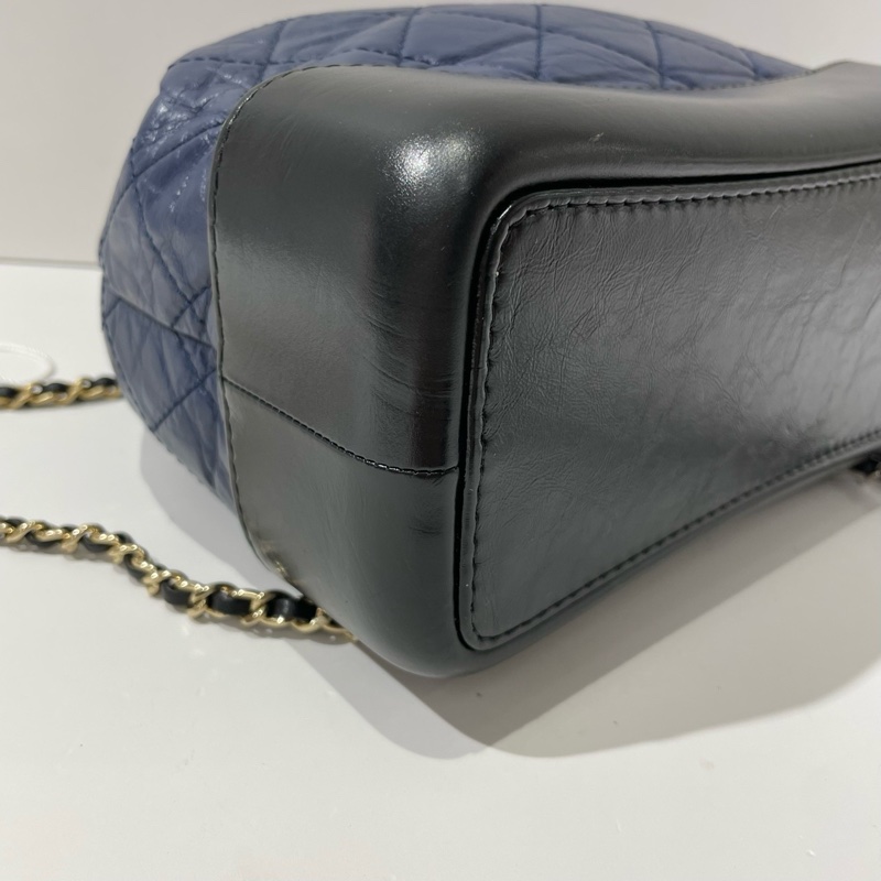 CHANEL香奈兒流浪雙肩包 海軍藍黑底 24開 23*10.5*22.5-5