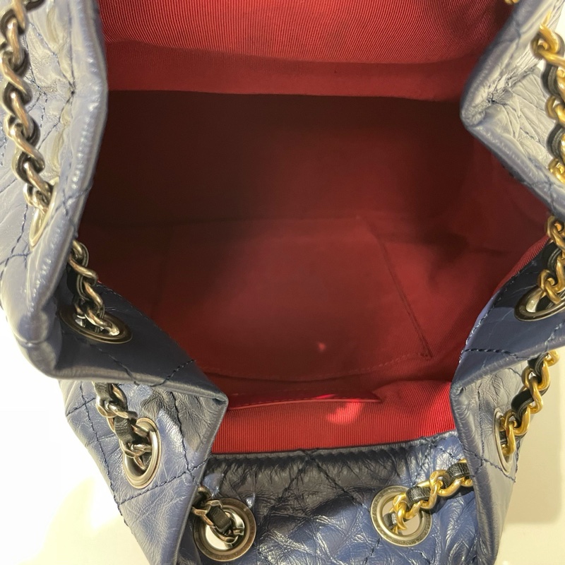 CHANEL香奈兒流浪雙肩包 海軍藍黑底 24開 23*10.5*22.5-7