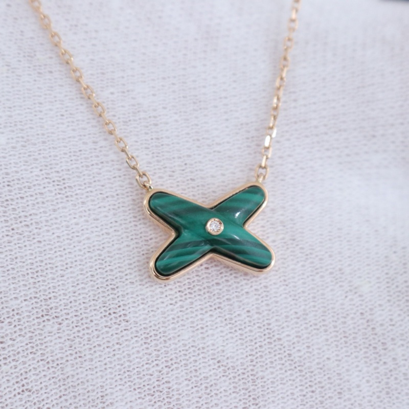 98新，尚美Jeux de liens 項鍊，18K玫瑰金 孔雀石 鑲鑽-0