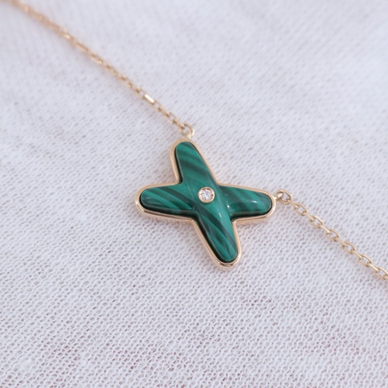 98新，尚美Jeux de liens 項鍊，18K玫瑰金 孔雀石 鑲鑽-1