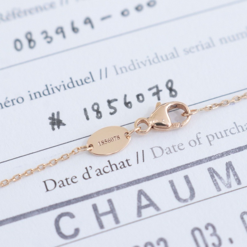 98新，尚美Jeux de liens 項鍊，18K玫瑰金 孔雀石 鑲鑽-5