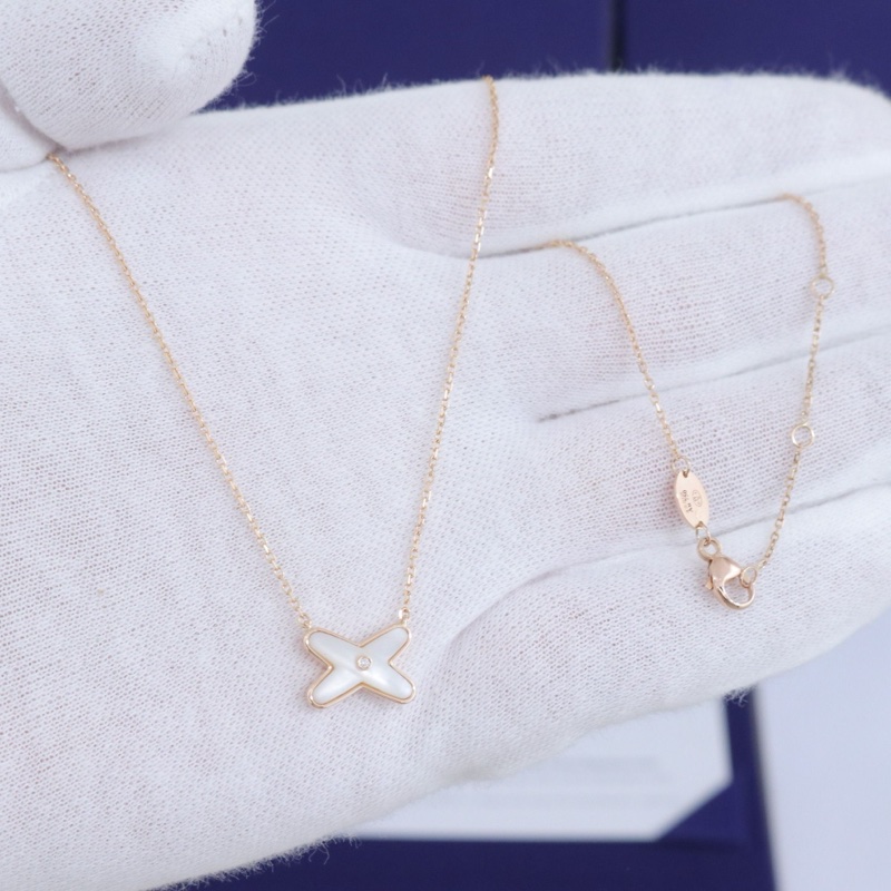 99新，尚美項鍊Jeux de liens 項鍊，18K玫瑰金鑲鑽，鏈長38-40-42cm，-0