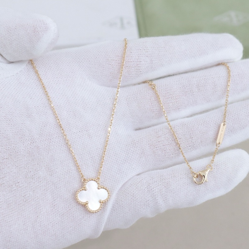 98新，VCA梵克雅寶中號白貝母項鍊，18K黃金白貝母，配件盒子-1