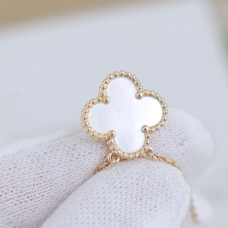 98新，VCA梵克雅寶中號白貝母項鍊，18K黃金白貝母，配件盒子-3