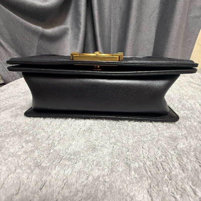 香奈兒黑金牛皮 Leboy 20cm-3
