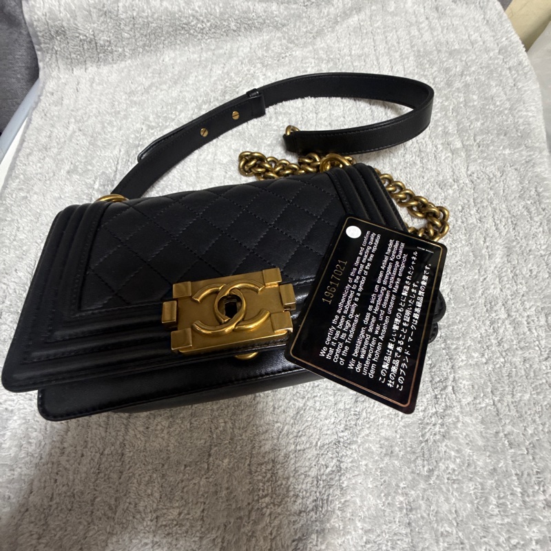 香奈兒黑金牛皮 Leboy 20cm-8