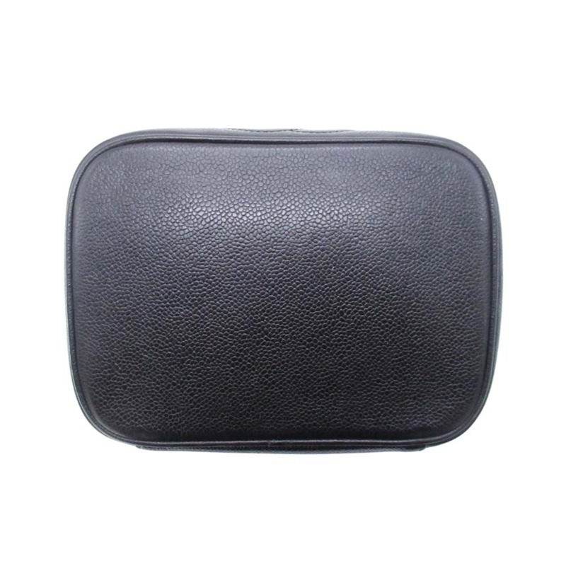 香奈兒復古魚子醬皮化妝包，飾有Coco標誌縫線，橫款化妝包，黑色，型號3，A01997，女士-5