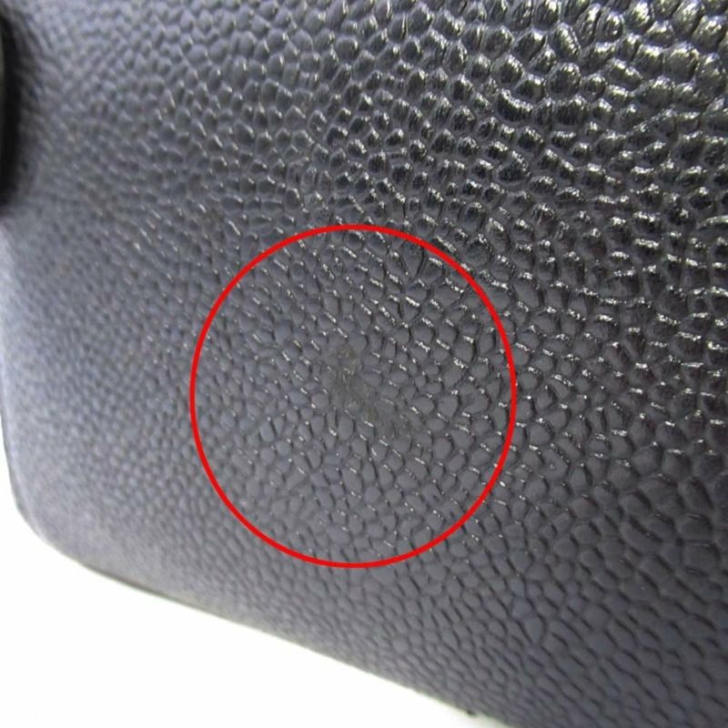 香奈兒復古魚子醬皮化妝包，飾有Coco標誌縫線，橫款化妝包，黑色，型號3，A01997，女士-9