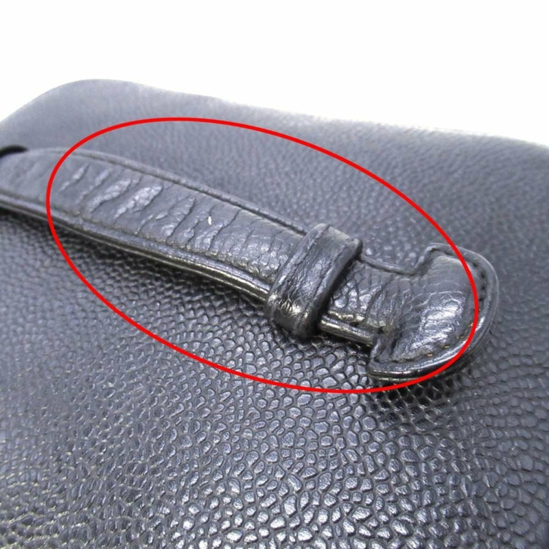 香奈兒復古魚子醬皮化妝包，飾有Coco標誌縫線，橫款化妝包，黑色，型號3，A01997，女士-11