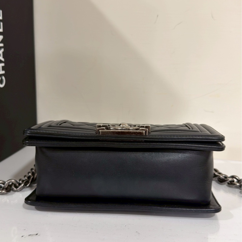 熱銷🔥全網最低價😍Chanel香奈兒黑銀菱格紋小號leboy20單肩斜挎包-13