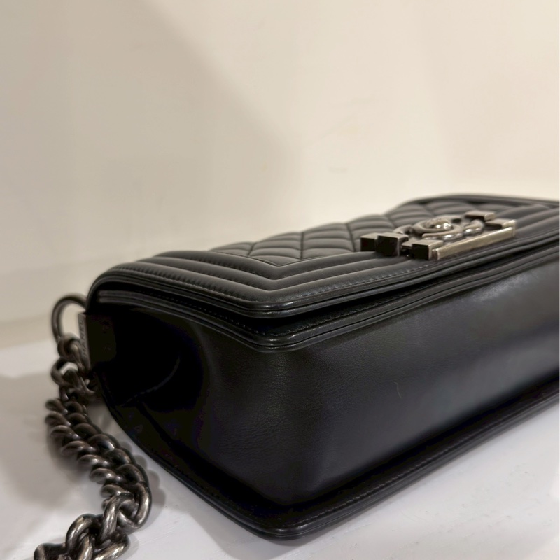 熱銷🔥全網最低價😍Chanel香奈兒黑銀菱格紋小號leboy20單肩斜挎包-15