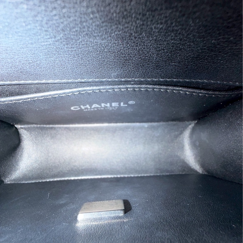 熱銷🔥全網最低價😍Chanel香奈兒黑銀菱格紋小號leboy20單肩斜挎包-22