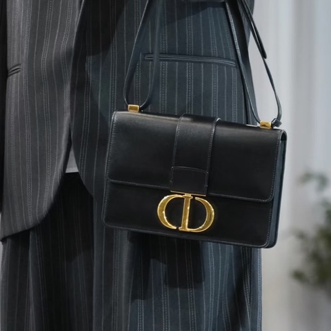 百搭神包💯99新🆕Dior迪奧黑色全皮金扣蒙田30單肩手提包