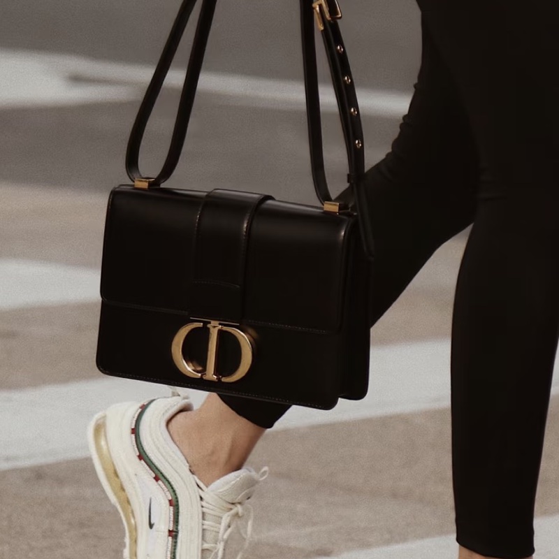 百搭神包💯99新🆕Dior迪奧黑色全皮金扣蒙田30單肩手提包-3