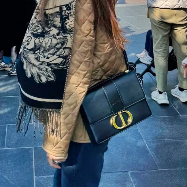 百搭神包💯99新🆕Dior迪奧黑色全皮金扣蒙田30單肩手提包-4