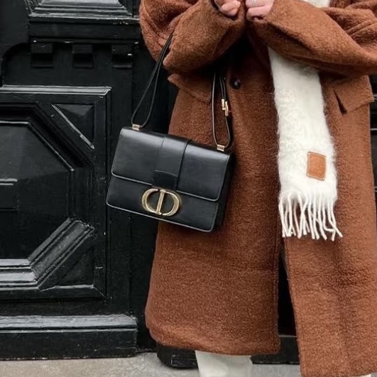 百搭神包💯99新🆕Dior迪奧黑色全皮金扣蒙田30單肩手提包-7