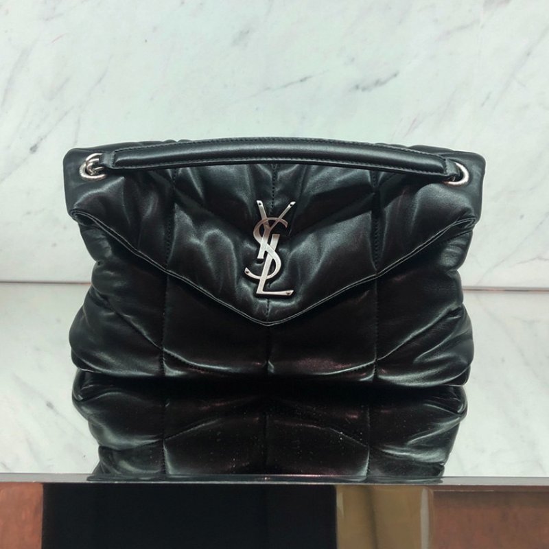 ✨2026季度全新✨Saint Laurent 577476 YSL 小款 小羊皮 Loulou Puffer 包 黑色/銀鍊-1