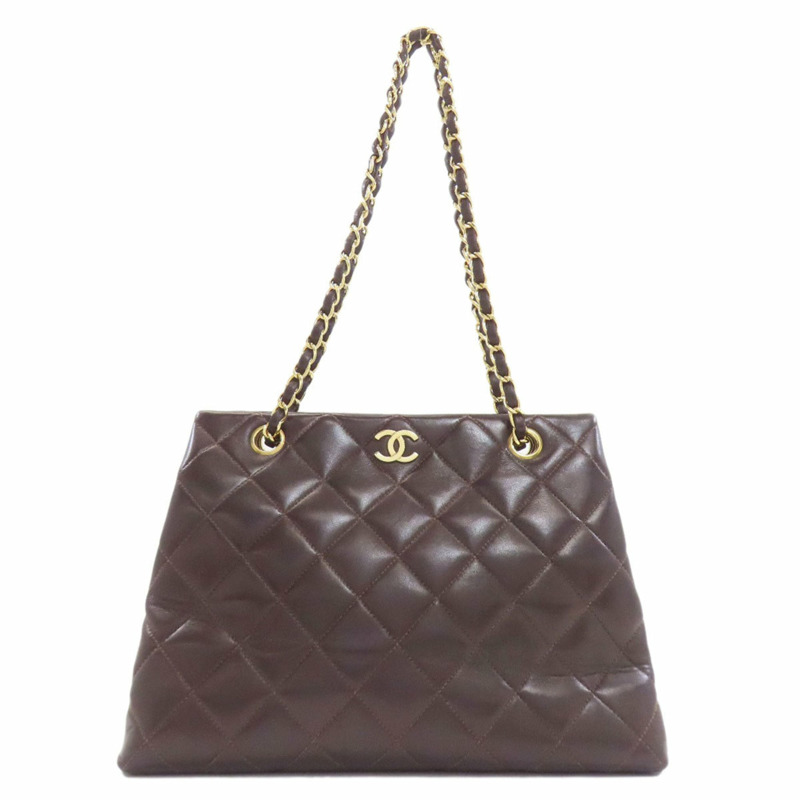 香奈兒 (CHANEL) 絎縫鏈條手提單肩包，金色五金配件，羊皮材質，女士款-0