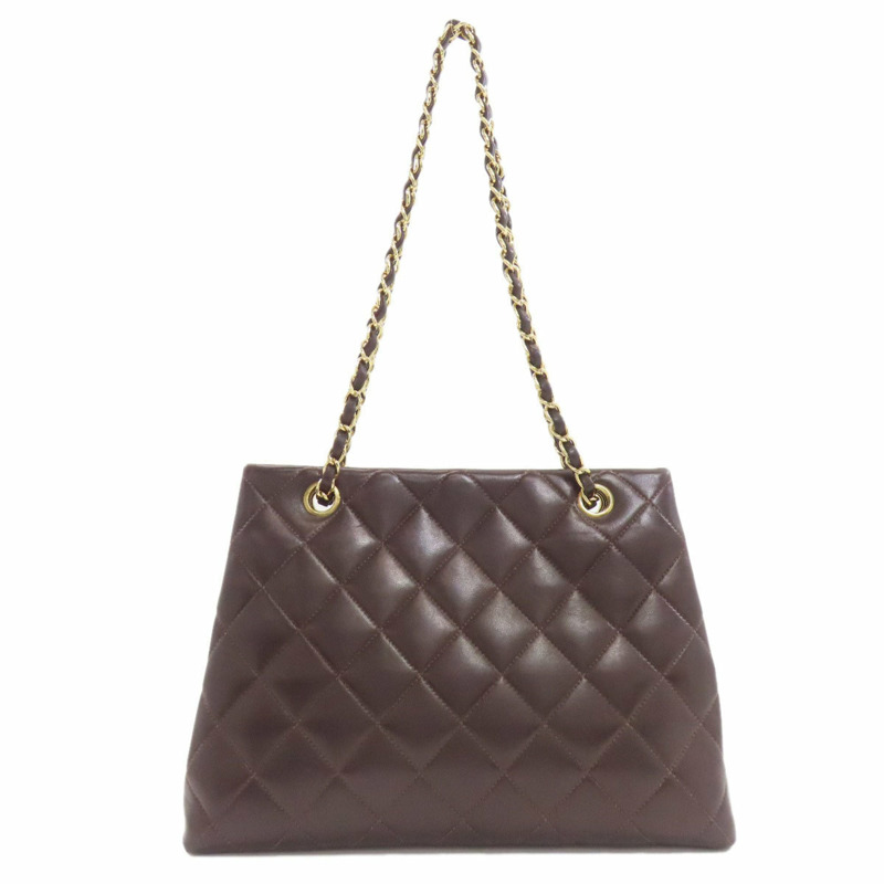 香奈兒 (CHANEL) 絎縫鏈條手提單肩包，金色五金配件，羊皮材質，女士款-1