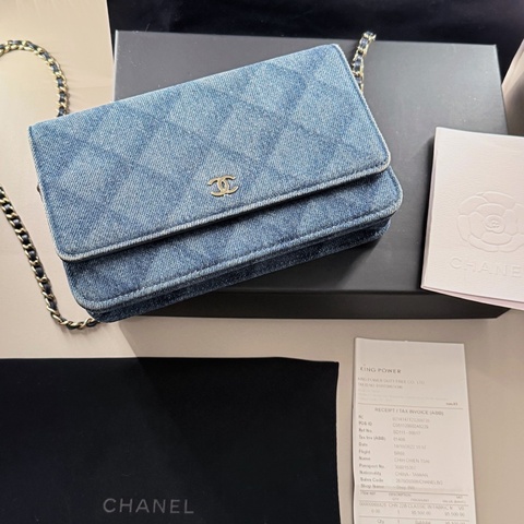 Chanel 22B Denim Woc 香奈兒 牛仔菱格woc