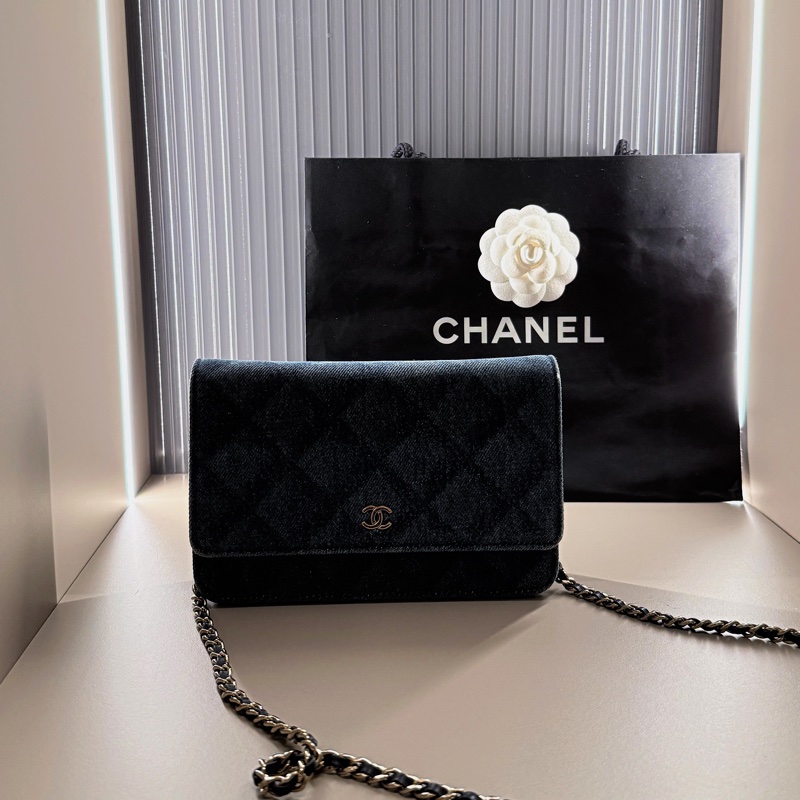 Chanel 22B Denim Woc 香奈兒 牛仔菱格woc-2
