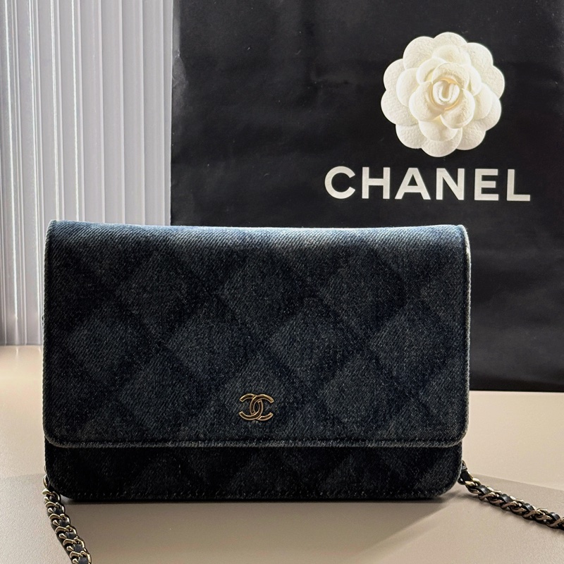 Chanel 22B Denim Woc 香奈兒 牛仔菱格woc-3