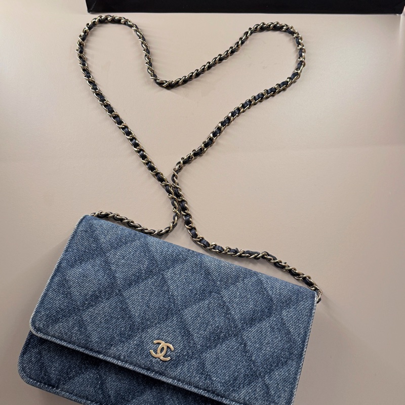 Chanel 22B Denim Woc 香奈兒 牛仔菱格woc-5