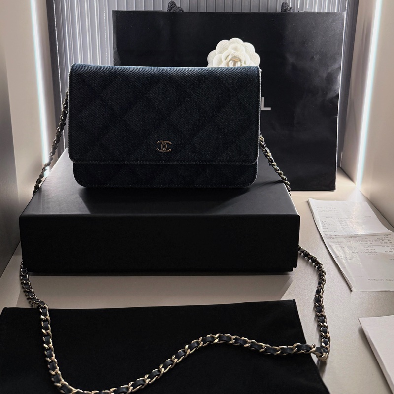 Chanel 22B Denim Woc 香奈兒 牛仔菱格woc-7