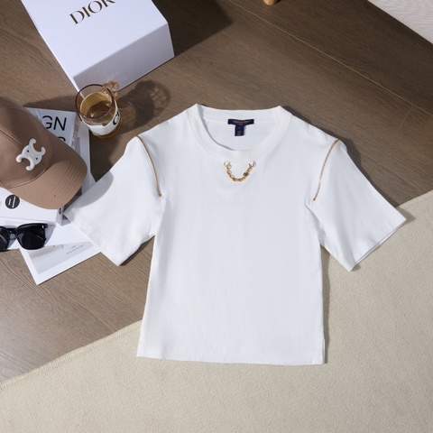 ❤️LV 鎖鏈裝飾T恤 肩部拉鏈可調節造型