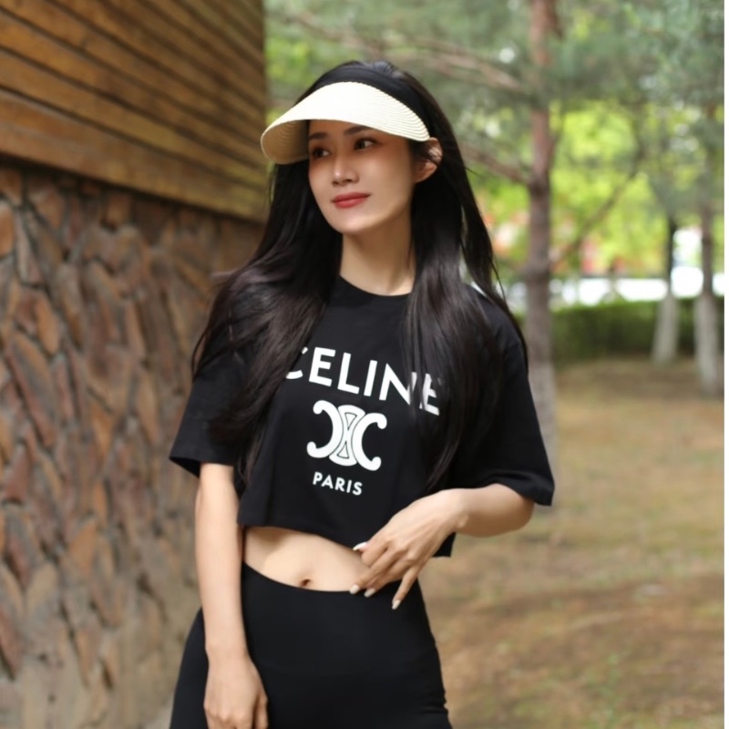 ❤️CELINE logo短款時尚黑色上衣-1