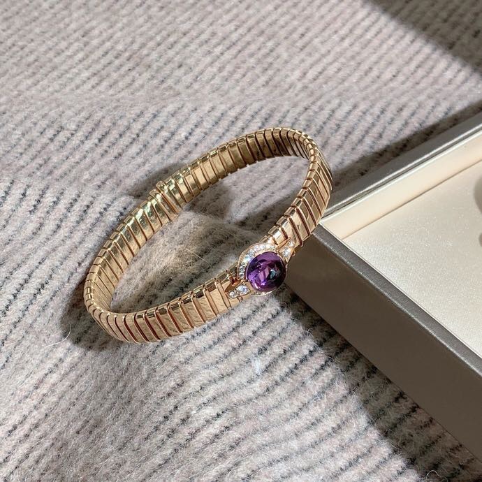 BVLGARI寶格麗Tubogas紫水晶搭配玫瑰金系列手鐲m碼，復古氛圍感拉滿，金重42g，2022年購入-7