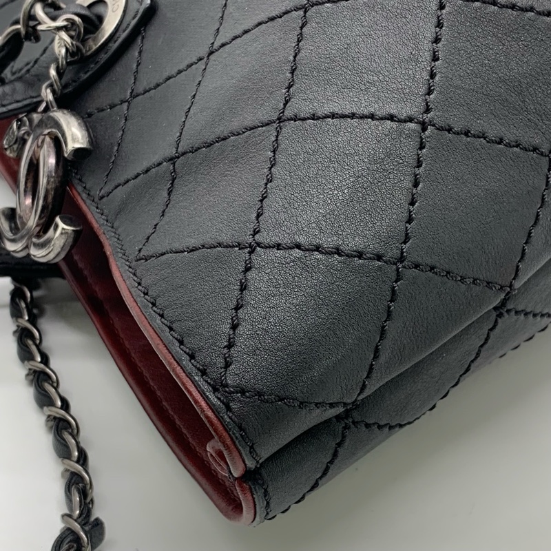 二手Chanel香奈兒黑銀牛皮購物袋，射22開-5