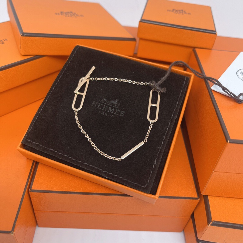 hermes 愛馬仕 玫瑰金 豬鼻子 手鍊，sh號，腕周15cm內都🉑️-2