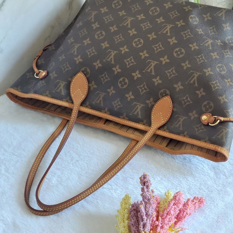 LV Neverfull MM 🌈現品實拍🌈中款 老花  托特包 ~二手約88成新-11