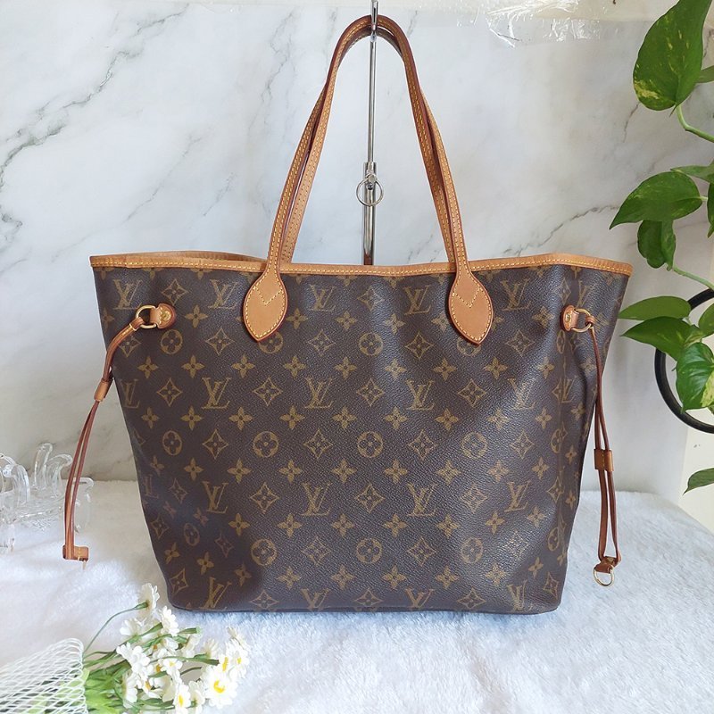 LV Neverfull MM 🌈現品實拍🌈中款 老花  托特包 ~二手約88成新-13