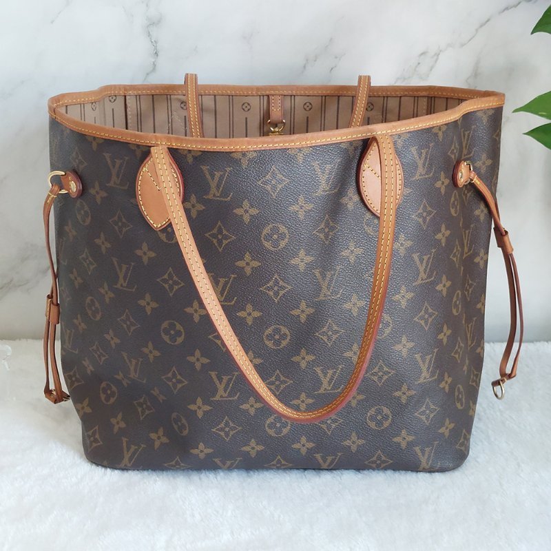 LV Neverfull MM 🌈現品實拍🌈中款 老花  托特包 ~二手約88成新-19