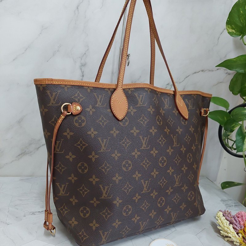 LV Neverfull MM 🌈現品實拍🌈中款 老花  托特包 ~二手約88成新-24