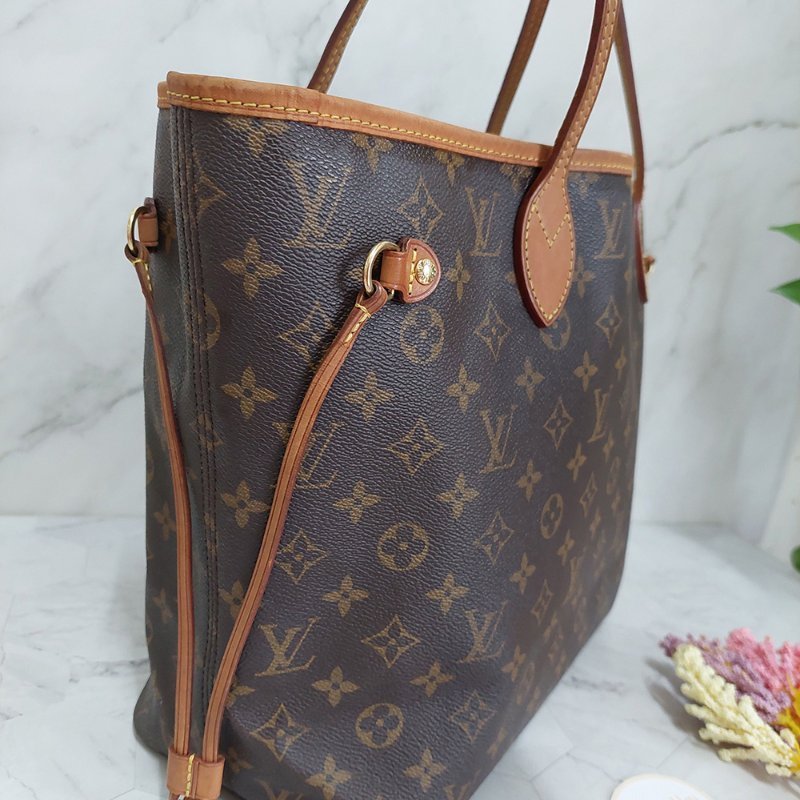 LV Neverfull MM 🌈現品實拍🌈中款 老花  托特包 ~二手約88成新-26