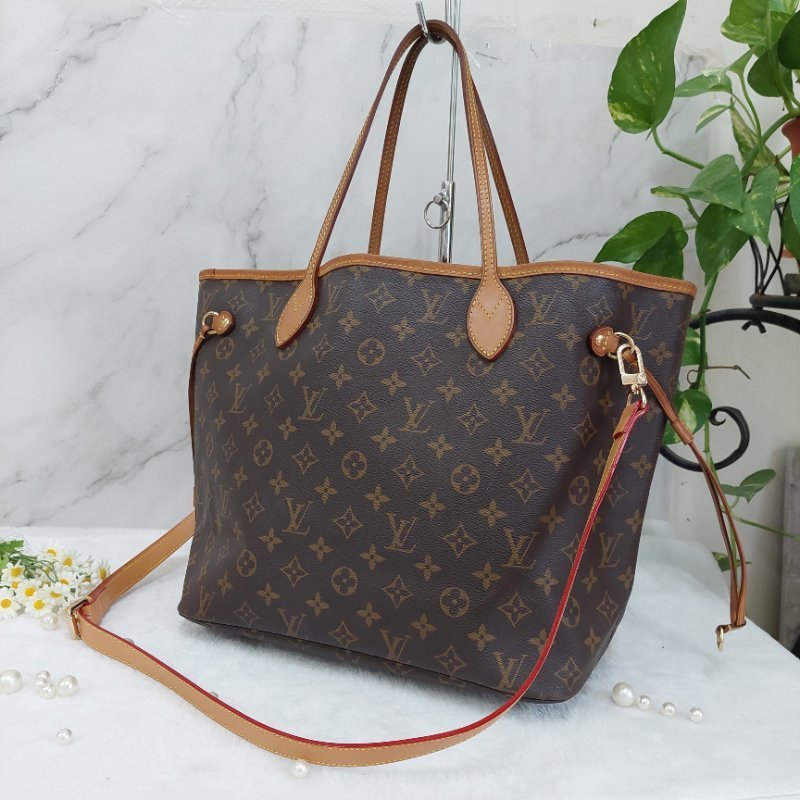 LV Neverfull MM 🌈現品實拍🌈中款 老花  托特包 ~二手約88成新-56