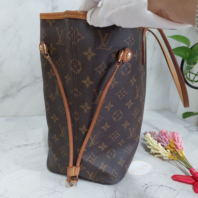 LV Neverfull MM 🌈現品實拍🌈中款 老花  托特包 ~二手約88成新-65