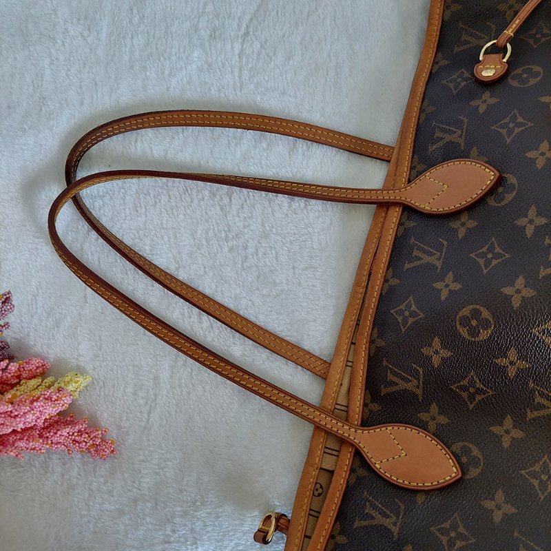 LV Neverfull MM 🌈現品實拍🌈中款 老花  托特包 ~二手約88成新-76