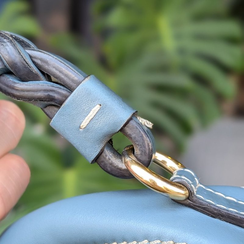 CHLOE mini DARA 編織提把小牛皮兩用包-藍-7