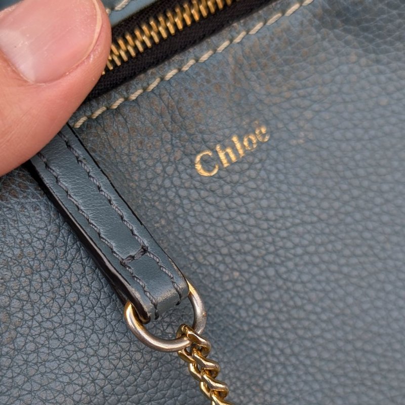 CHLOE mini DARA 編織提把小牛皮兩用包-藍-11