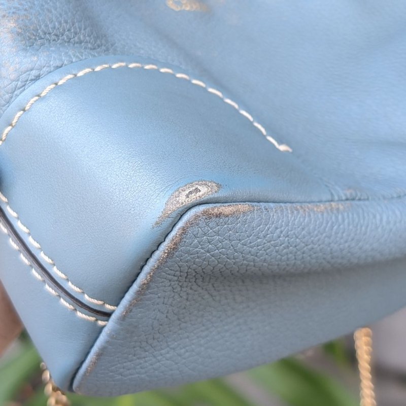 CHLOE mini DARA 編織提把小牛皮兩用包-藍-14