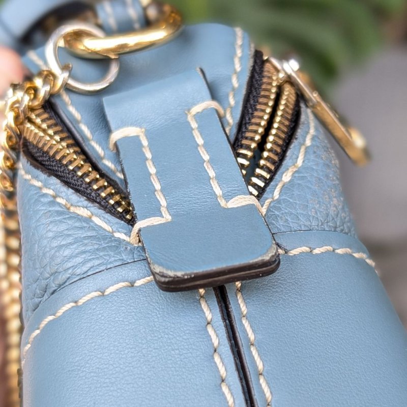 CHLOE mini DARA 編織提把小牛皮兩用包-藍-17